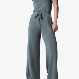 SPANX Women's Wide Leg Hazy Blue Grey Jumpsuit